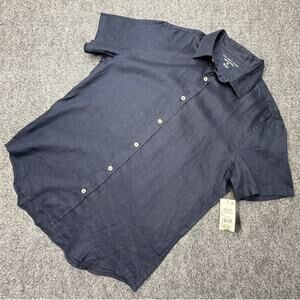 The Men's Store Bloomingdale's Shirt Mens M Navy 100% Linen Button Up NWT NEW